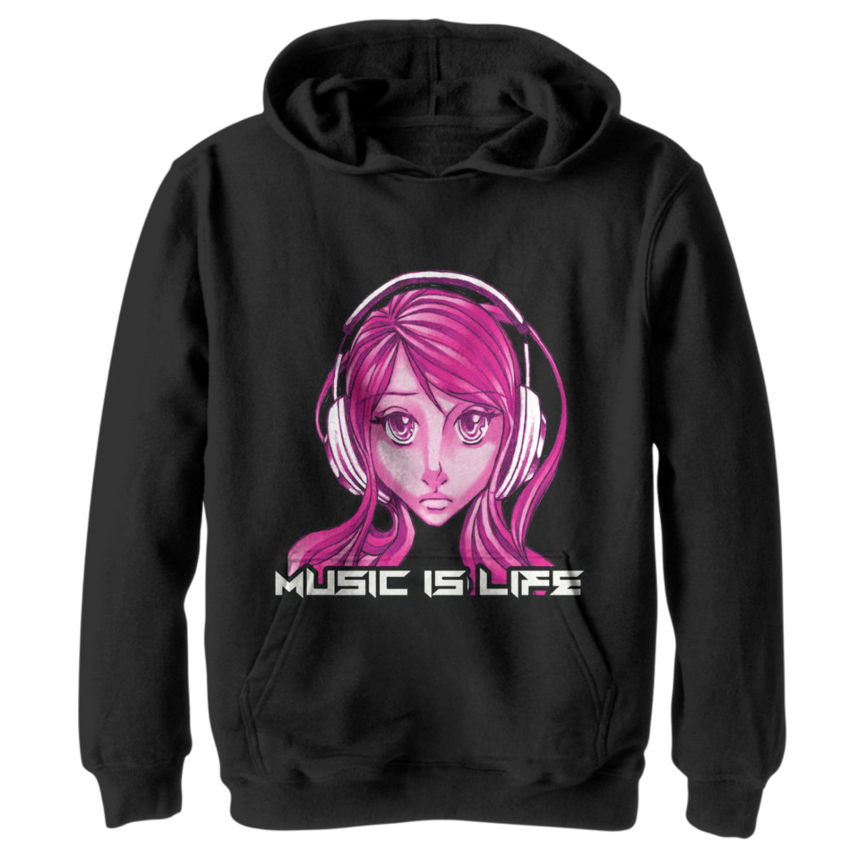 anime girl in hoodie and headphones anime girl in hoodie and headphones